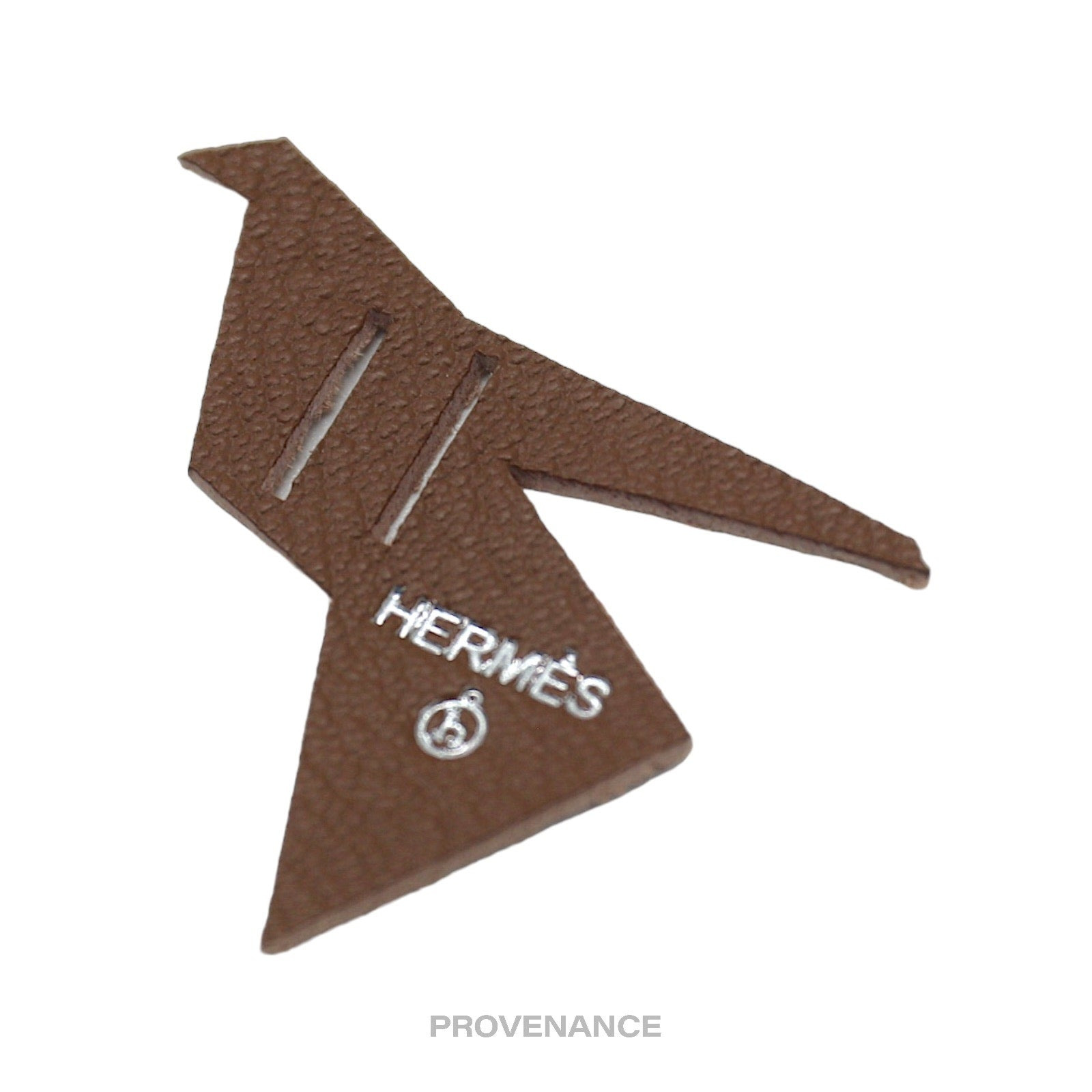 Hermes Petit "h" Bird Ribbon Charm - Brown Leather - 3