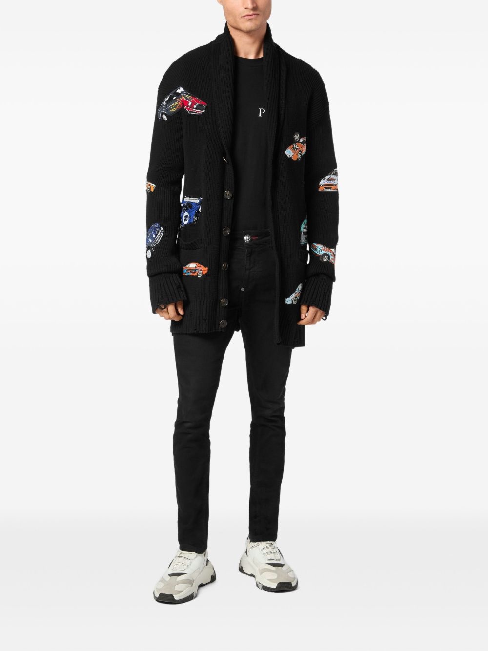 car-intarsia cardigan - 2