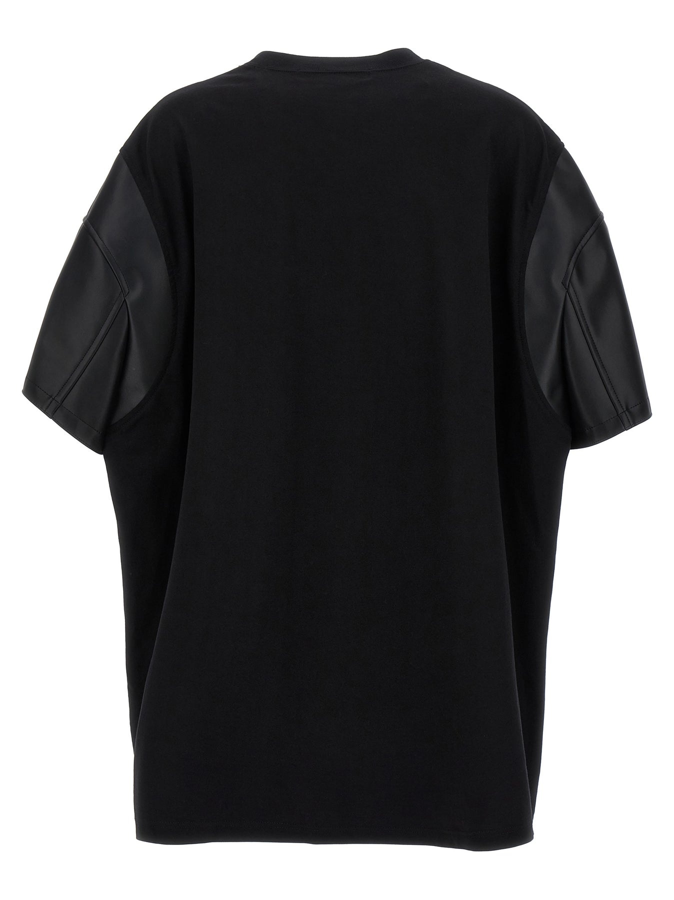 Eco-Leather Sleeve T-Shirt Black - 2
