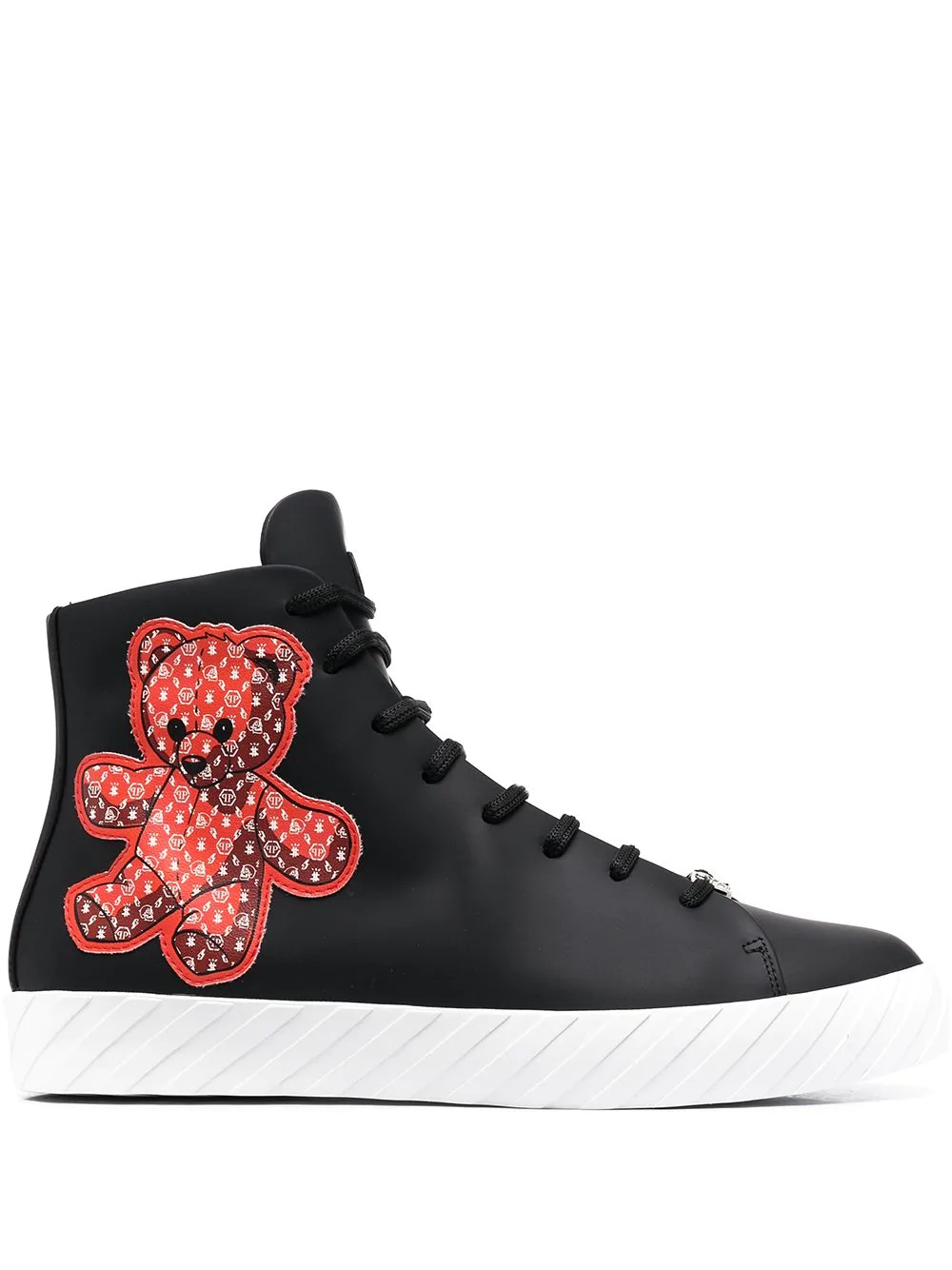 high top teddy patch sneakers - 1