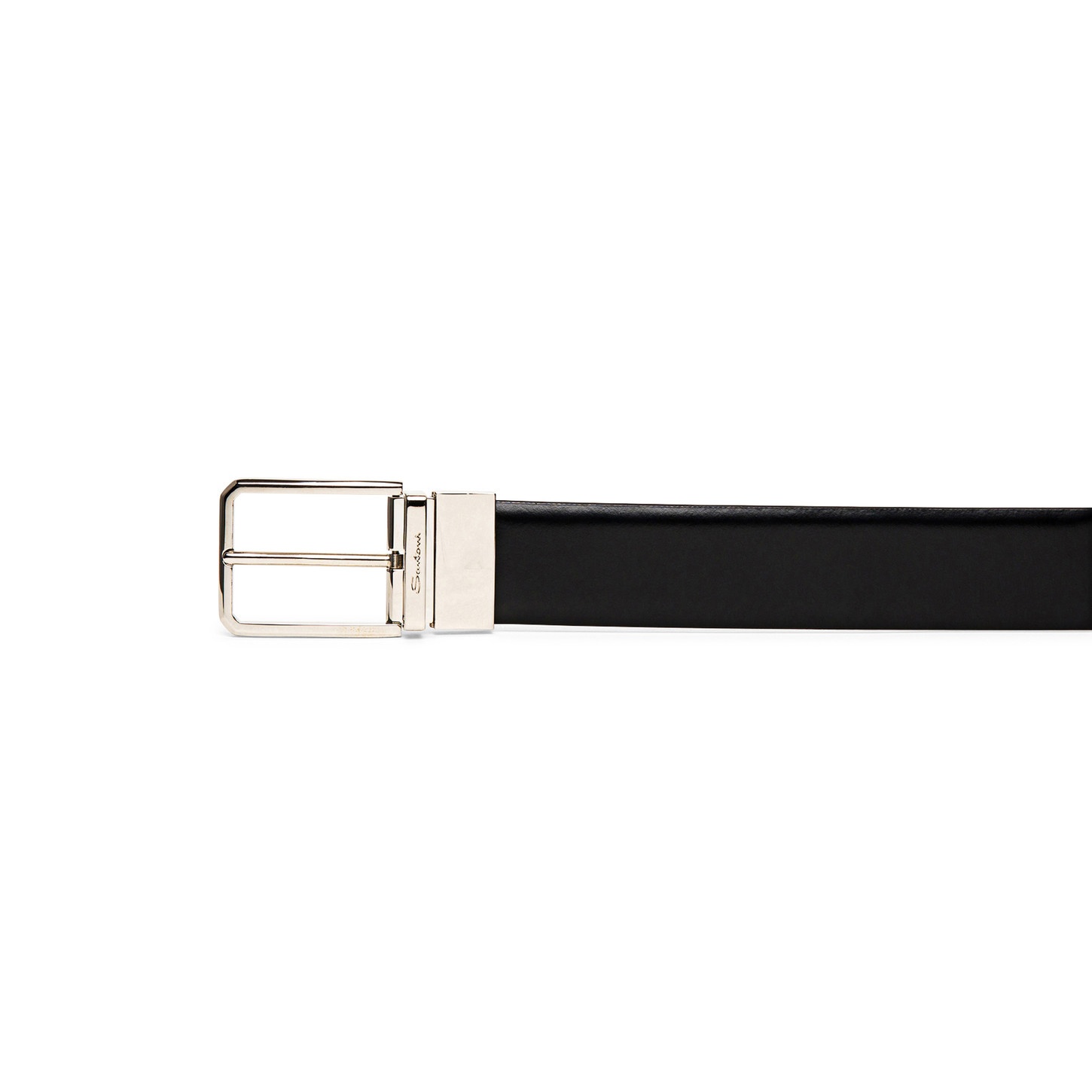 Reversible and adjustable black and blue leather belt - 5