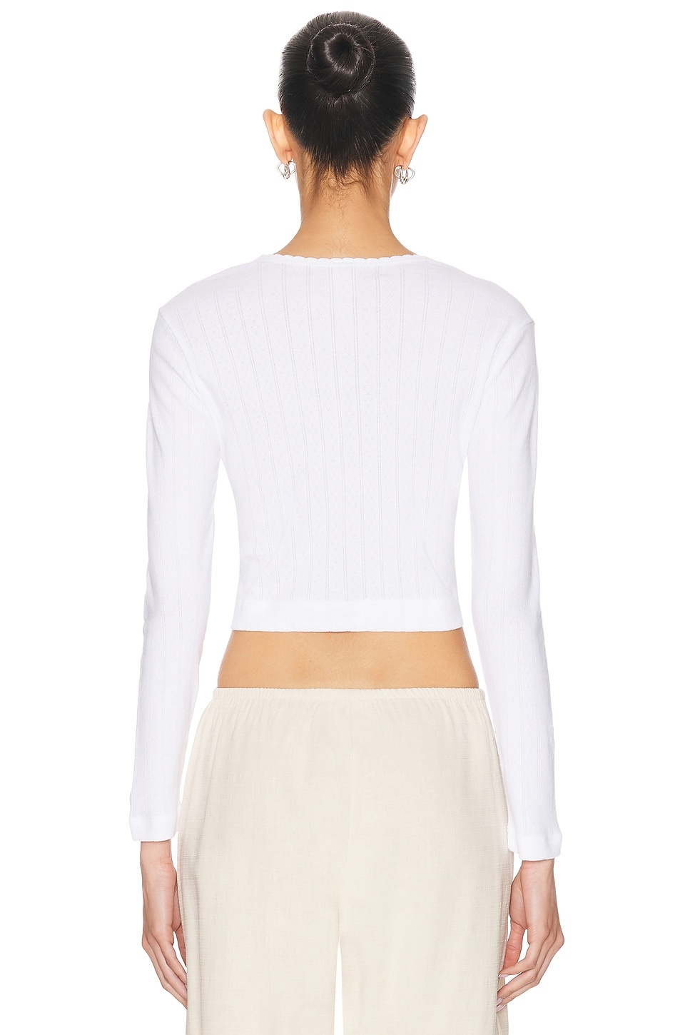 Pointelle Crop Cardigan - 3
