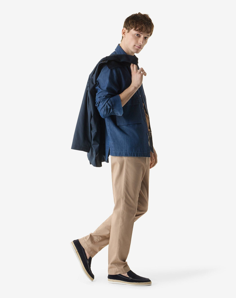 CORNELIANI Beige garment-dyed stretch cotton satin trousers outlook