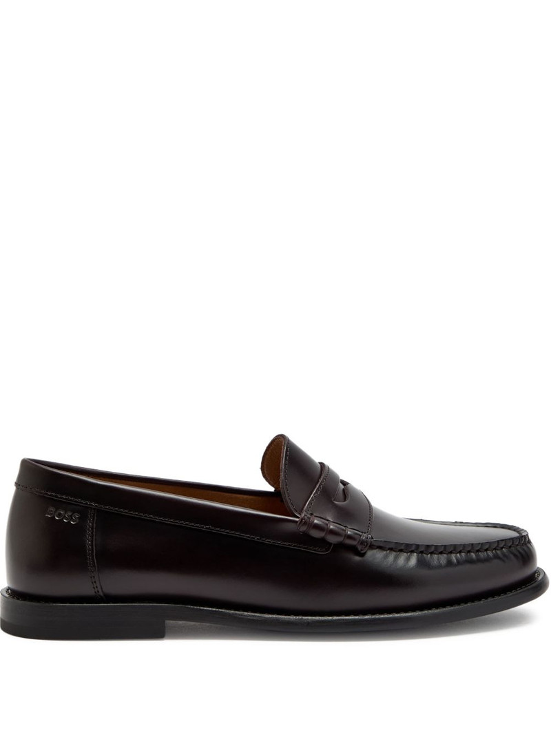 leather loafers with penny trim 1
