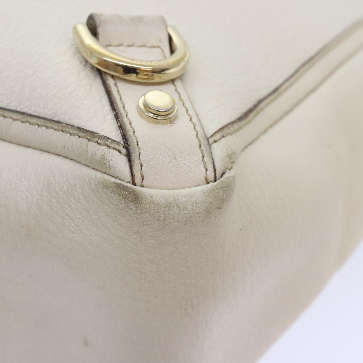 GUCCI Tote Bag Leather White Gold - 12