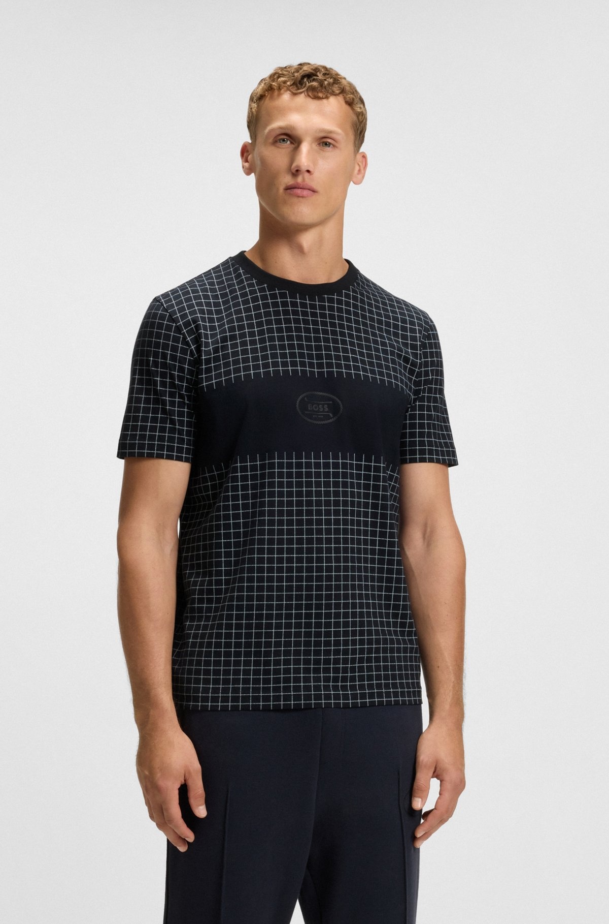PIMA-COTTON T-SHIRT WITH CHECK PRINT - 2