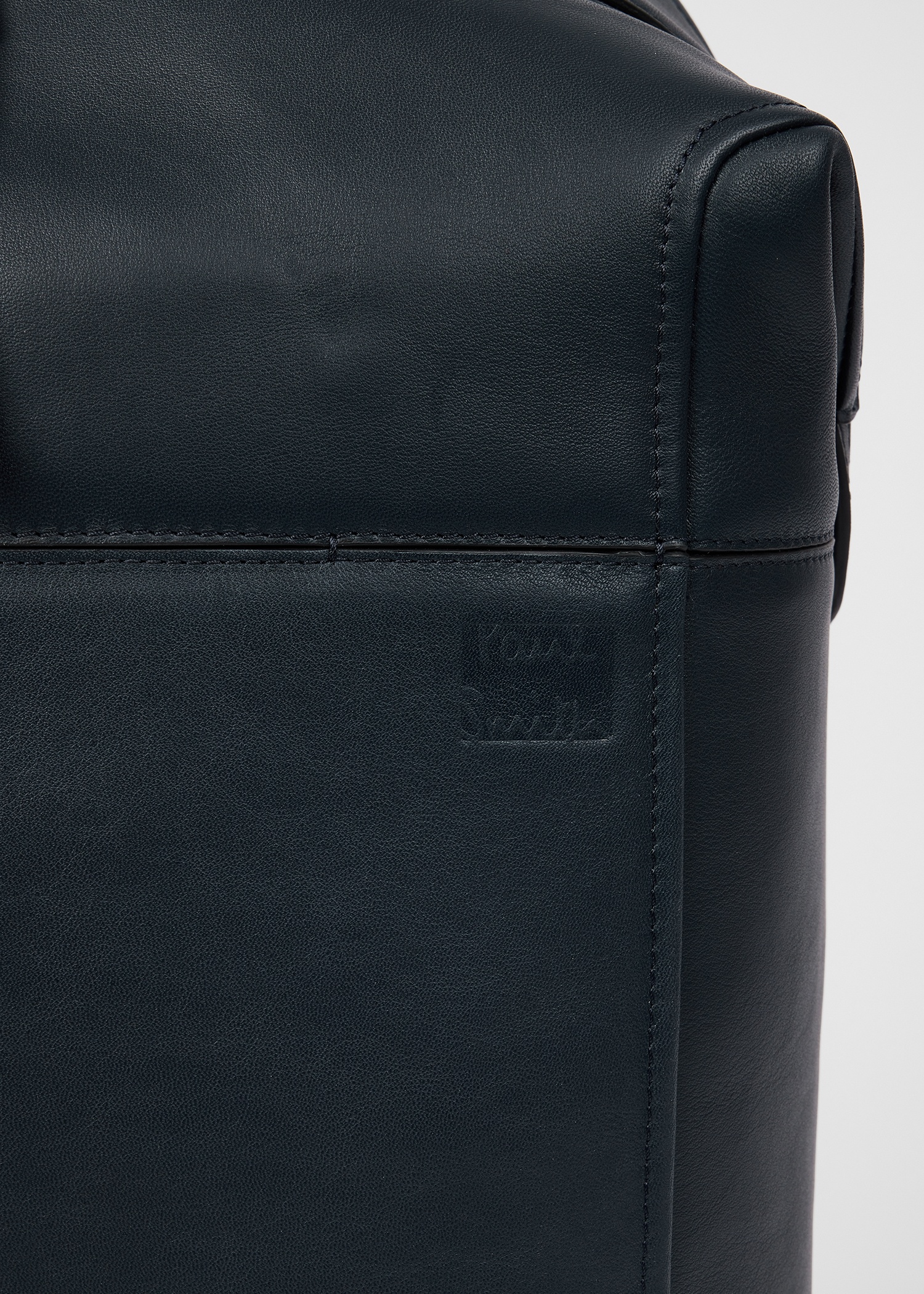 Dark Blue Leather 'Signature Stripe' Trim Backpack - 4