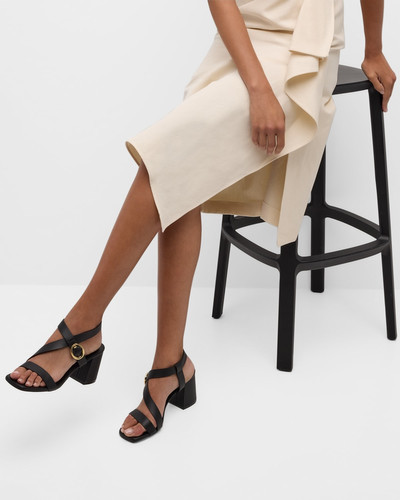 Stuart Weitzman Benni Block-Heel Leather Sandals outlook