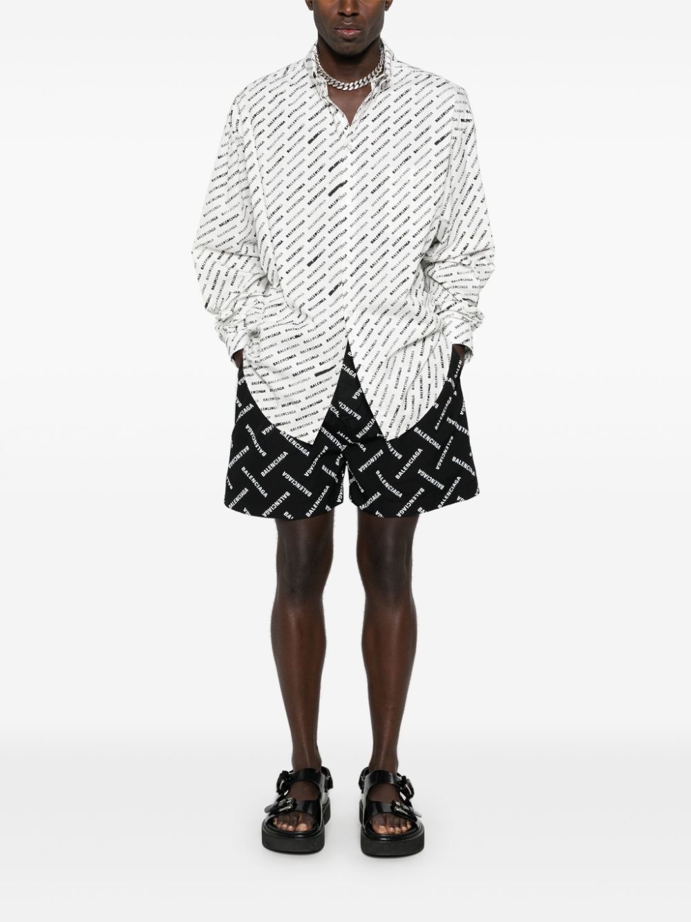 logo-print tailored shorts - 2