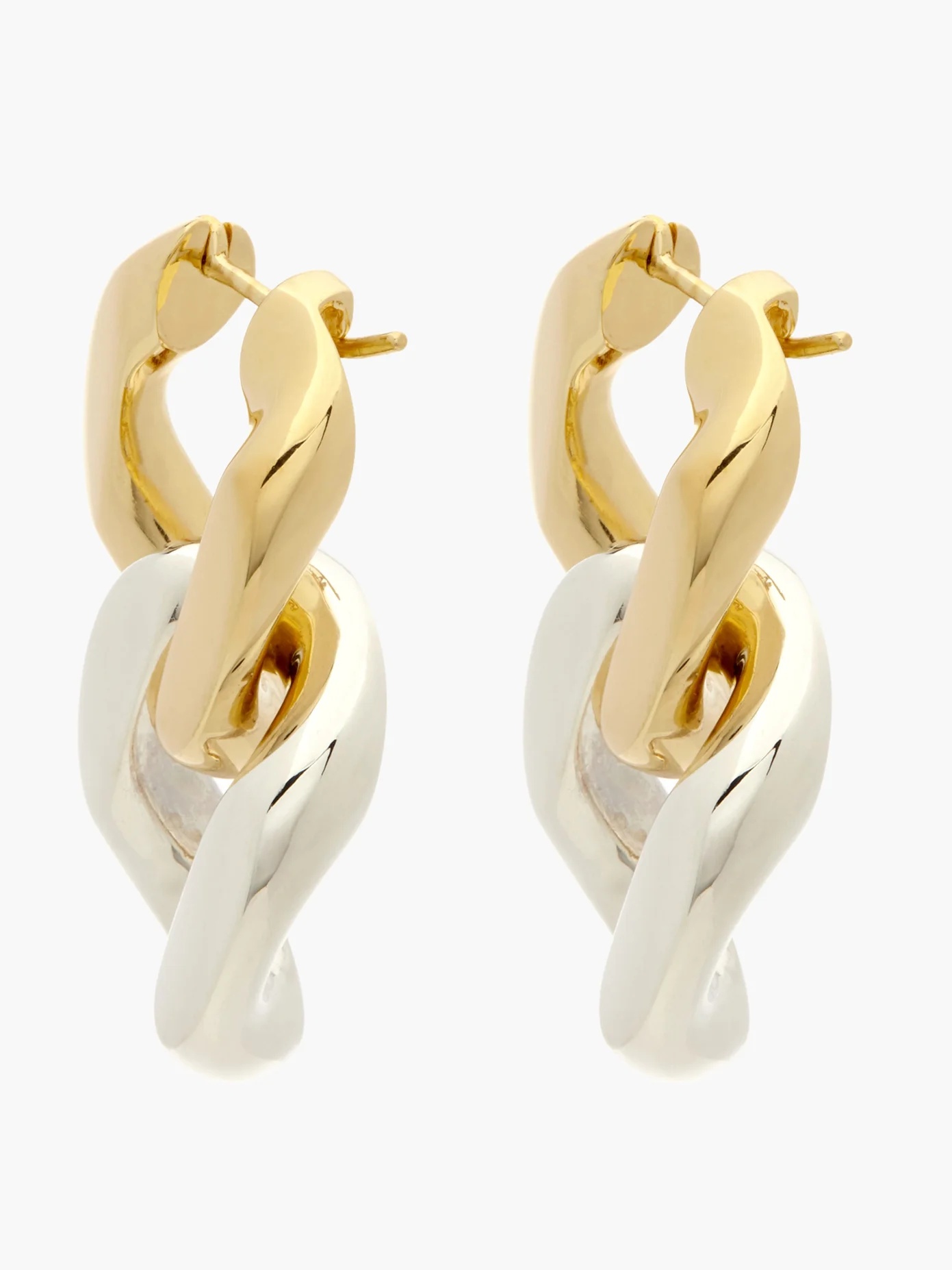 Curb-link gold-plated silver earrings - 3