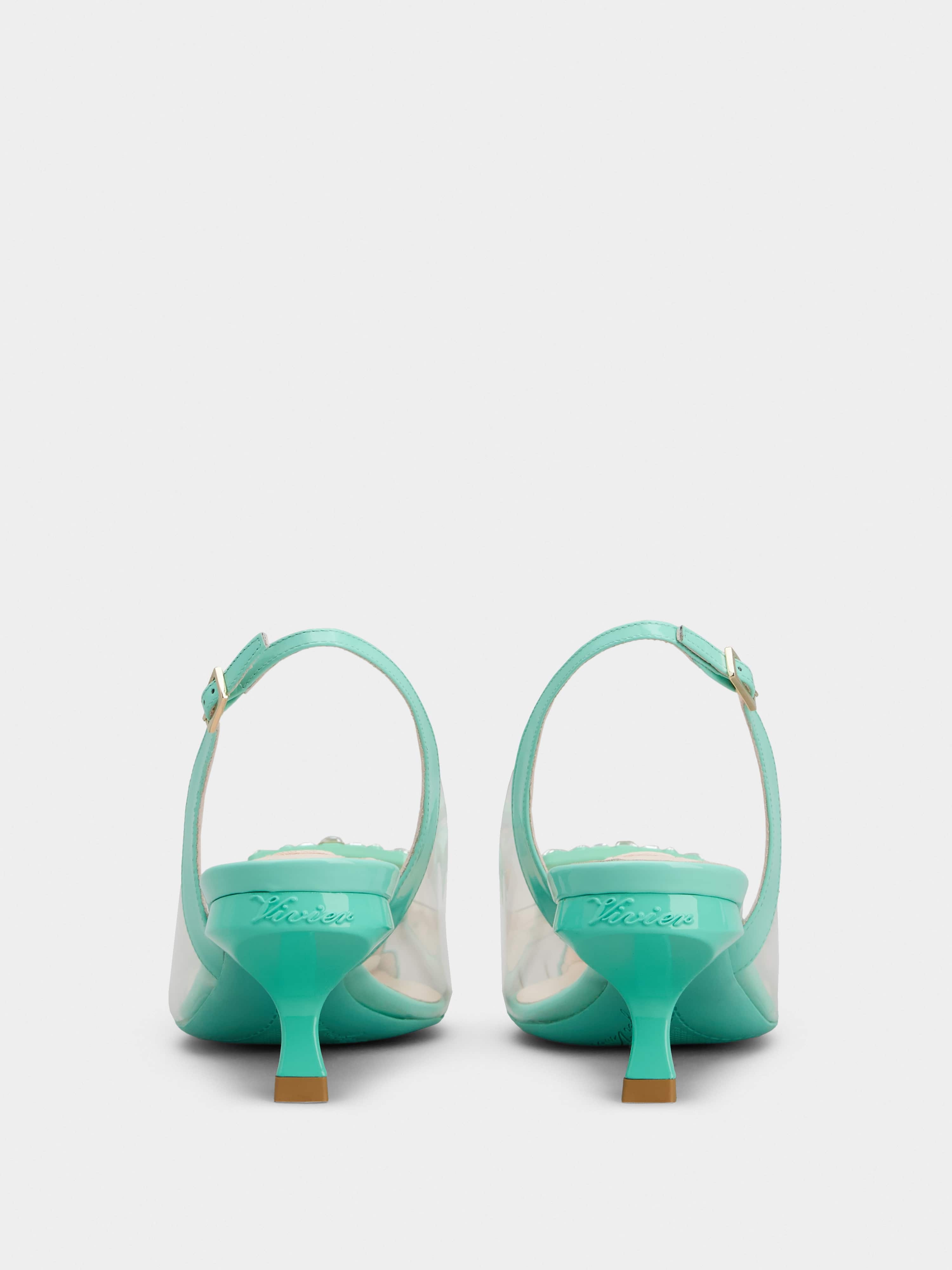 Virgule Strass Buckle Slingback Pumps in PVC - 5