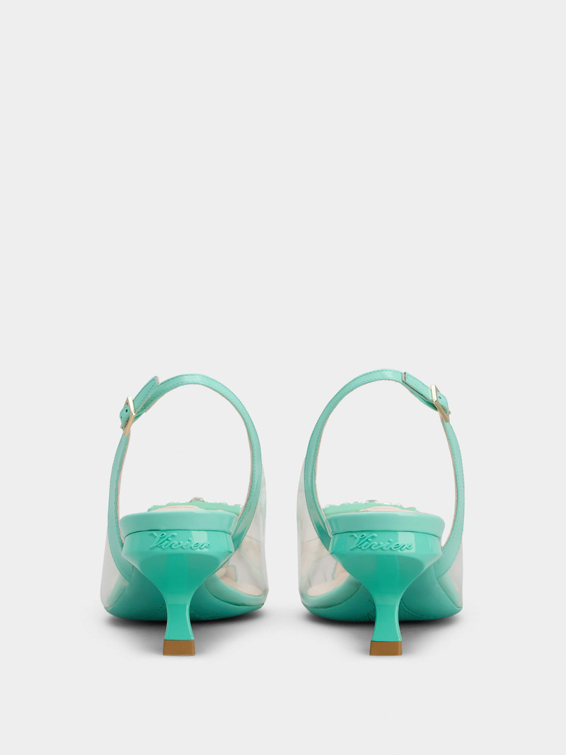 Virgule Strass Buckle Slingback Pumps in PVC 5
