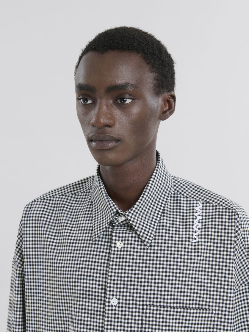 BLACK AND WHITE CHECKED WOOL SHIRT - 4