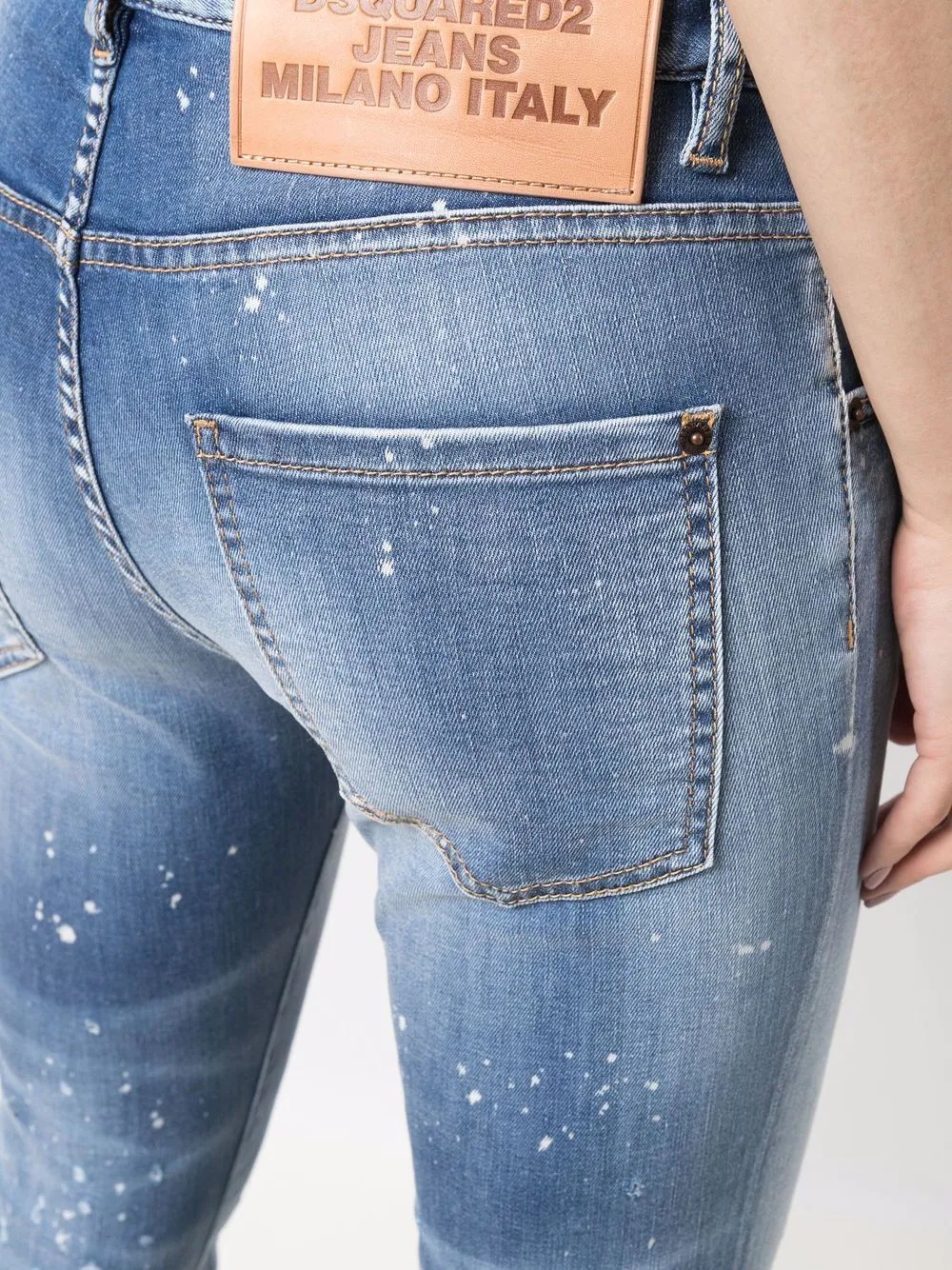 cropped distressed-effect skinny jeans - 5