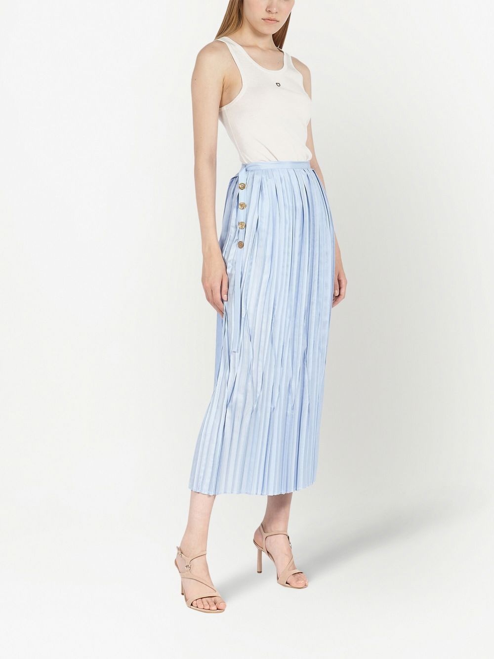 pleated silk midi skirt - 2