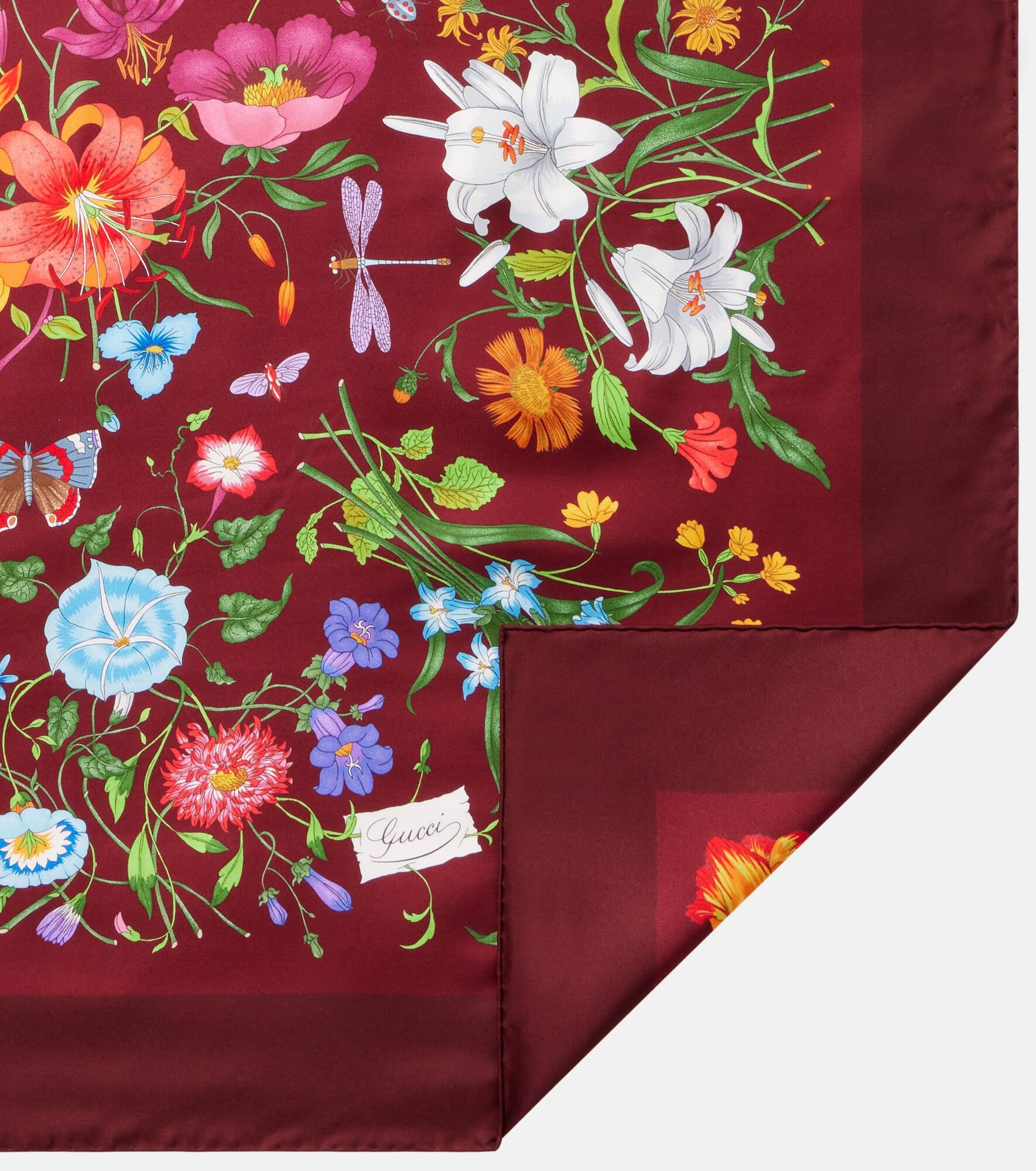 Floral silk twill scarf - 5