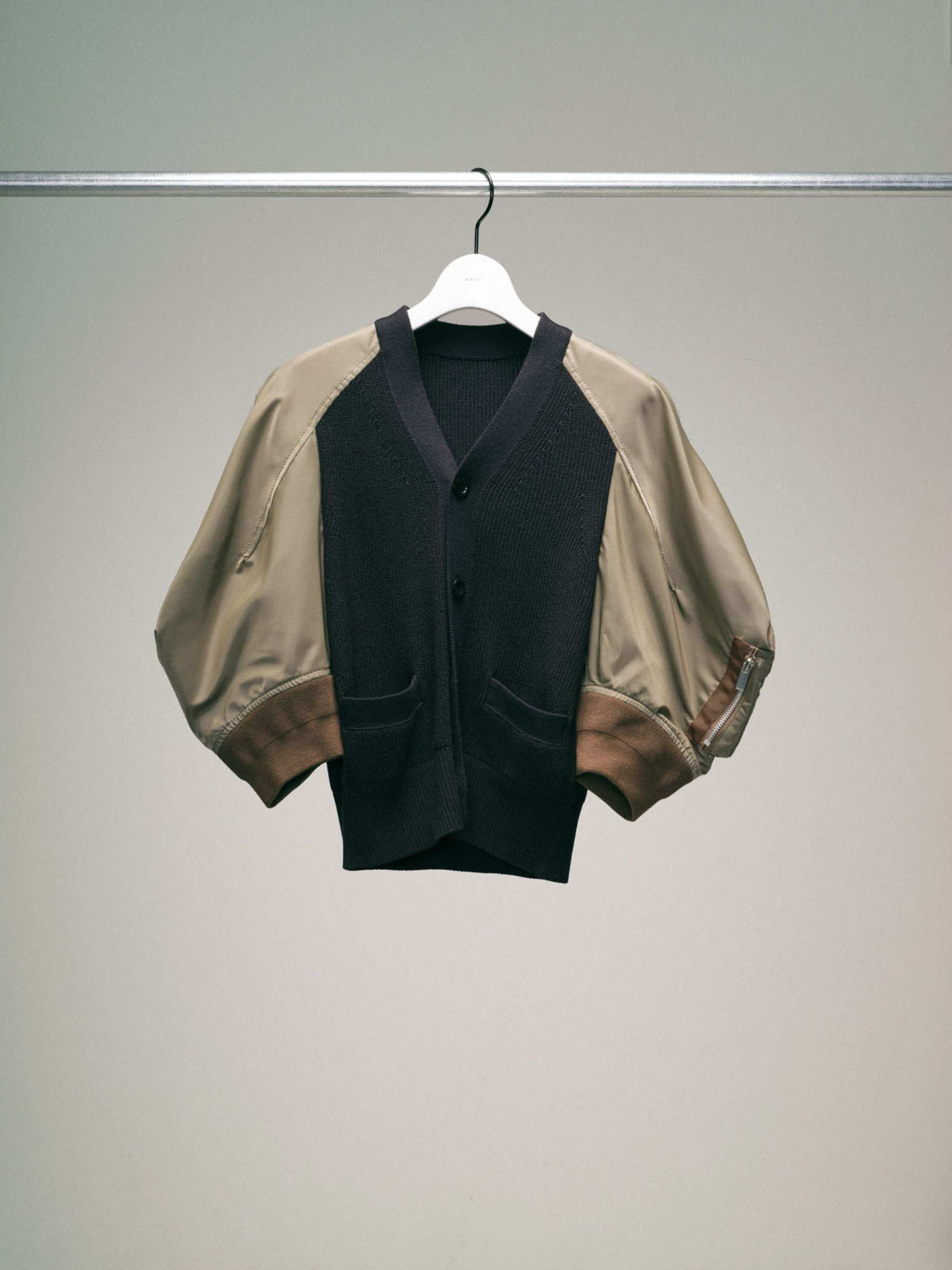 Nylon Twill x Knit Cardigan - 1