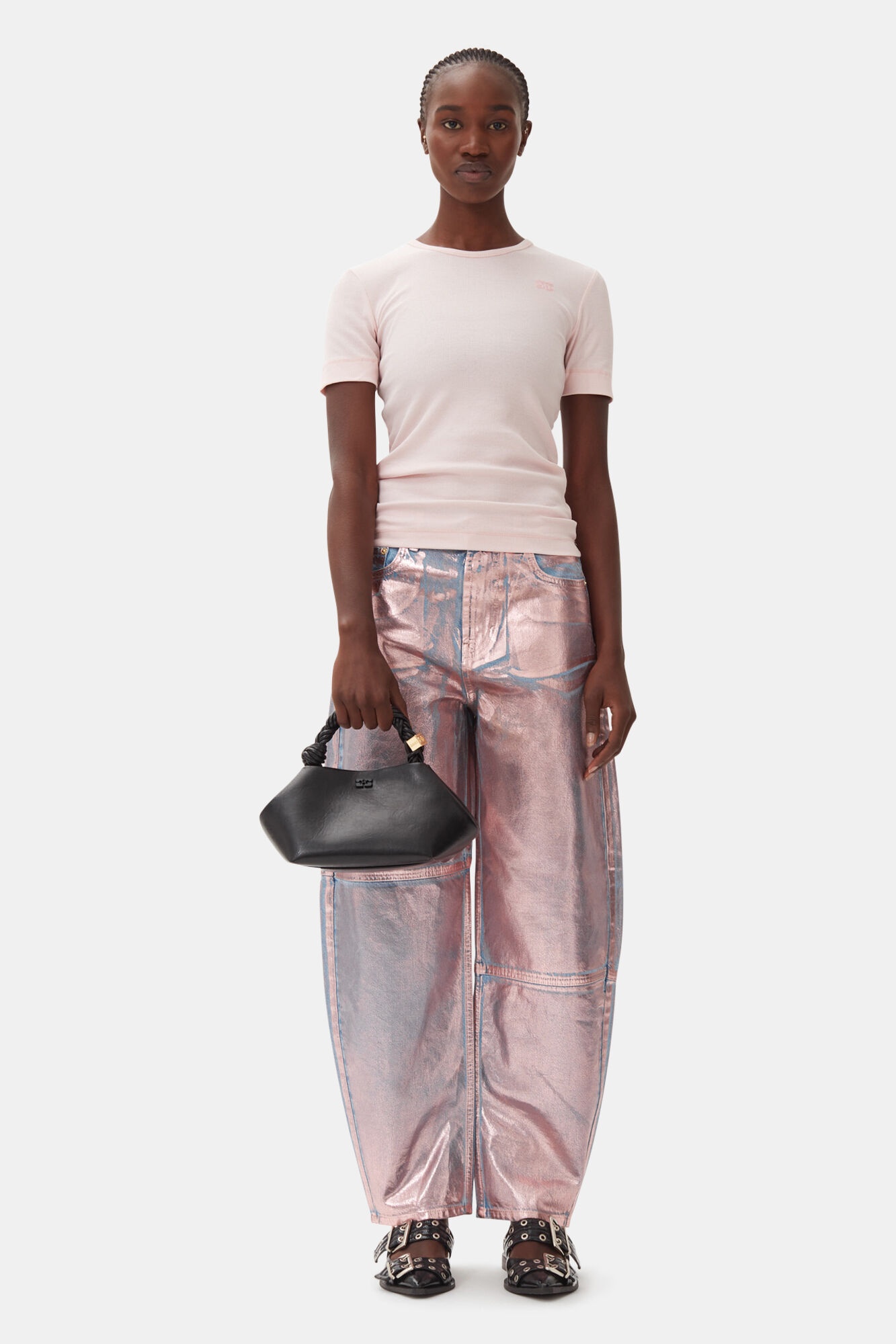 PINK SOFT COTTON RIB SHORT SLEEVE T-SHIRT - 3