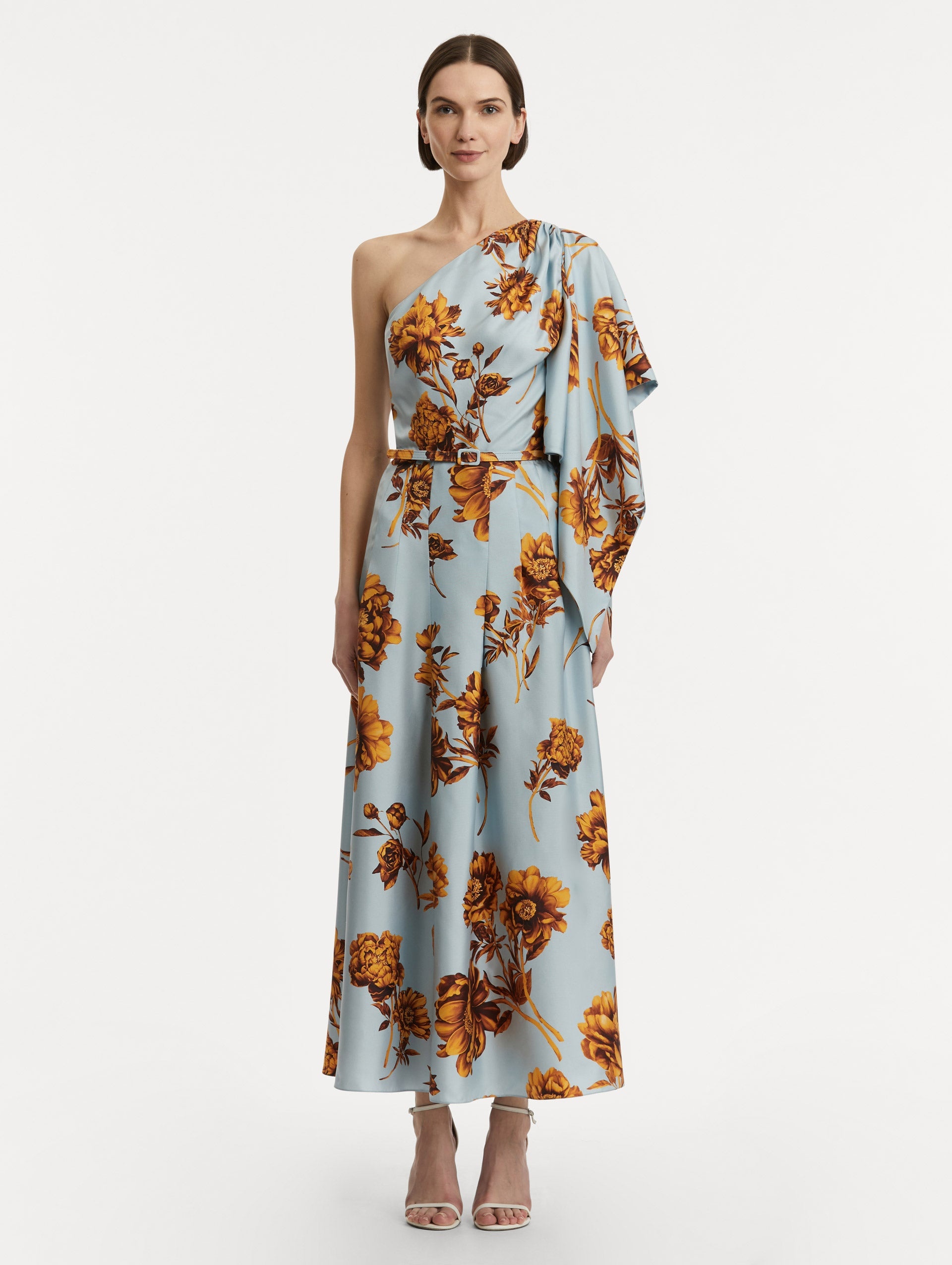 PEONY SILK TWILL ONE-SHOULDER DRESS - 2