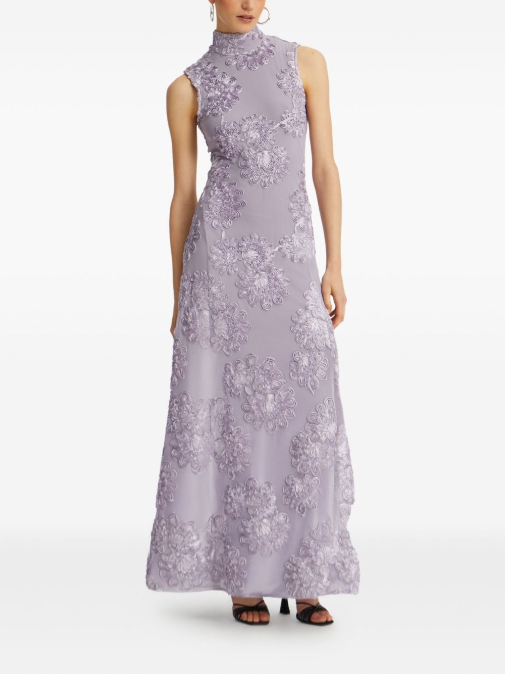 floral-mesh maxi dress - 2