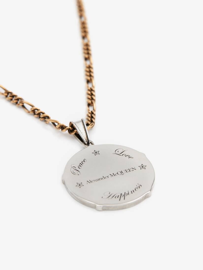 Coin Medallion Necklace in Antique Silver 3