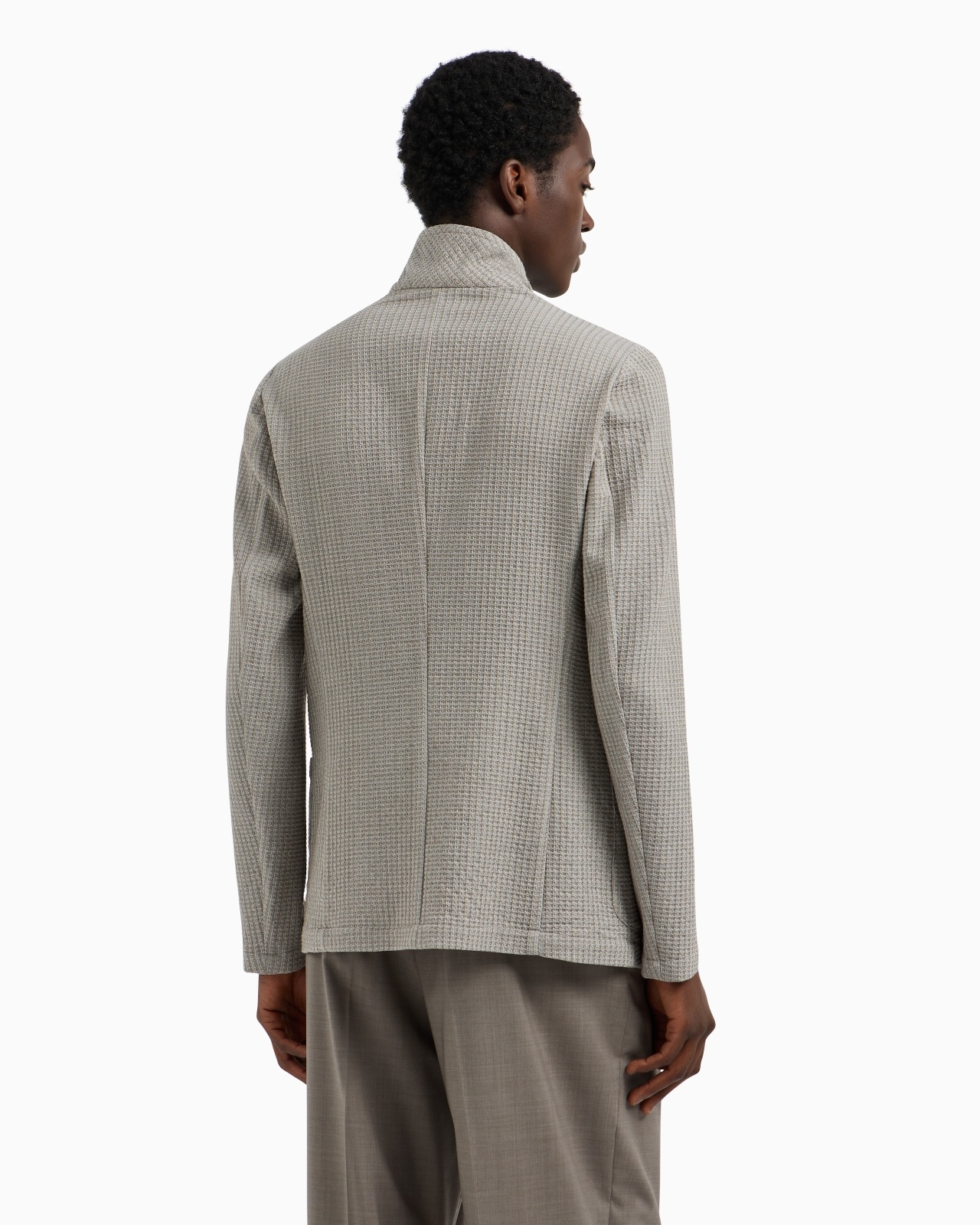 GURU-COLLAR JACKET WITH OFF-CENTRE FASTENING IN ARMURE VIRGIN WOOL - 3