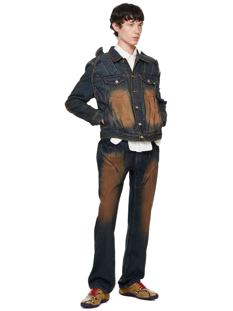JUNTAE KIM Blue Gathered Corset Jeans outlook