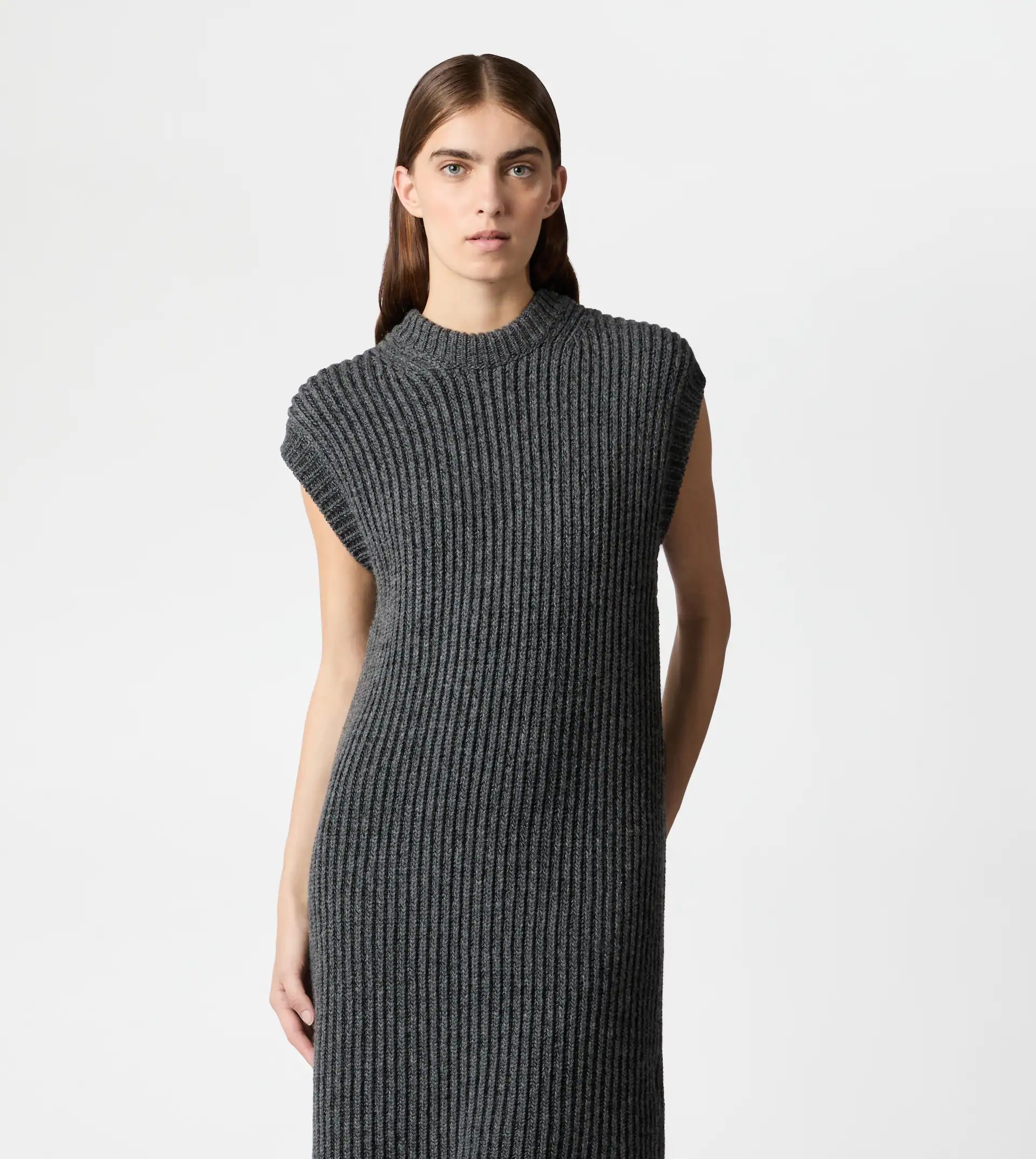 DRESS IN CASHMERE BLEND KNIT - GREY - 6