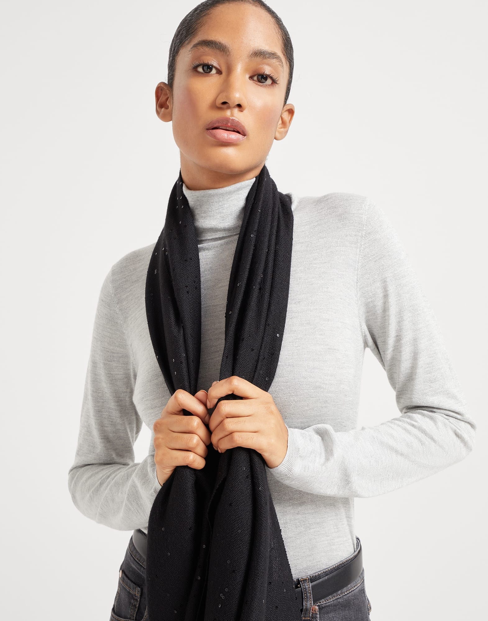 Cashmere and silk Diamond yarn scarf - 4