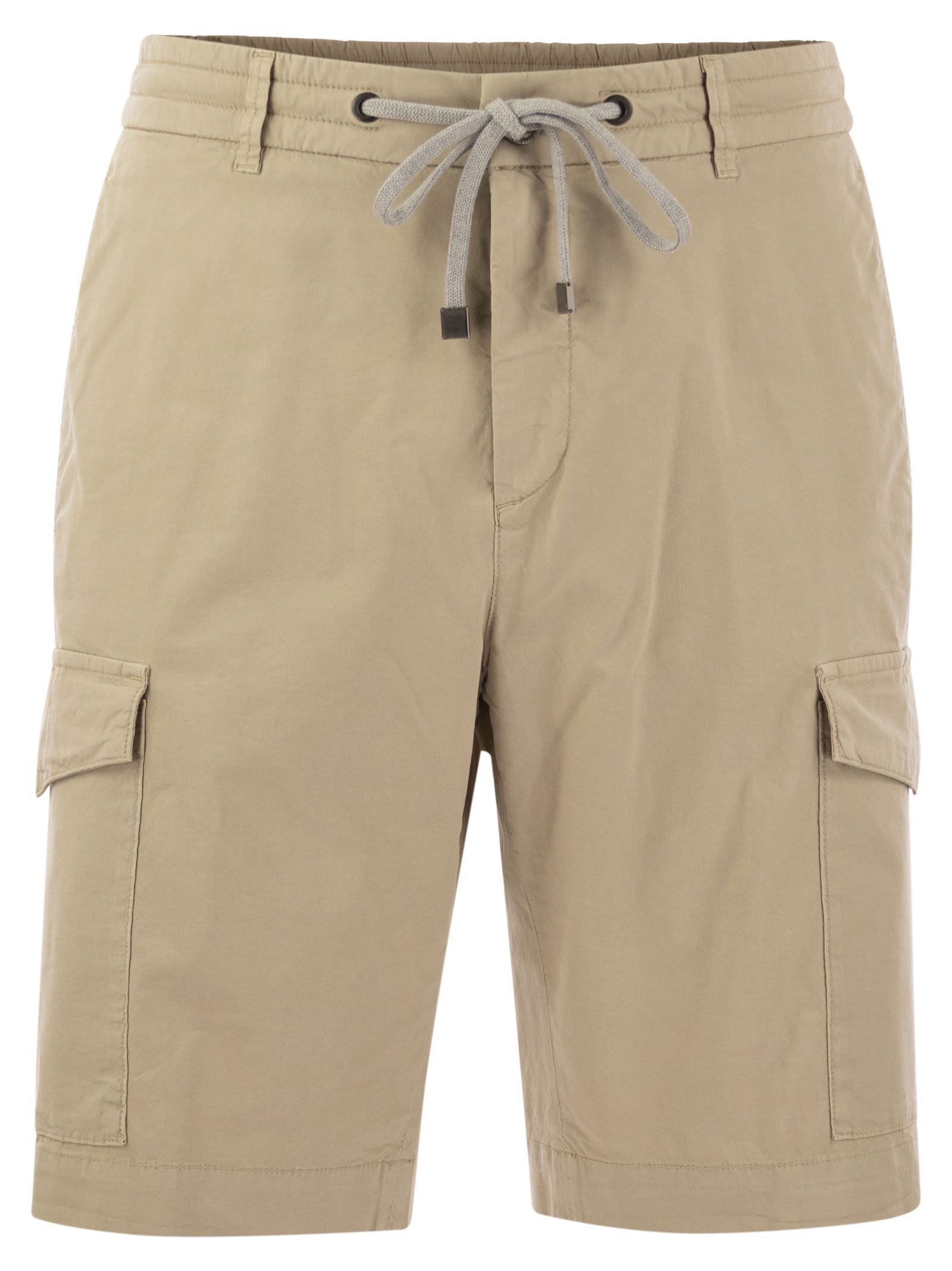 Peserico - Peserico Men Lightweight Cotton Lyocell Canvas Jogger Bermuda Shorts - 1