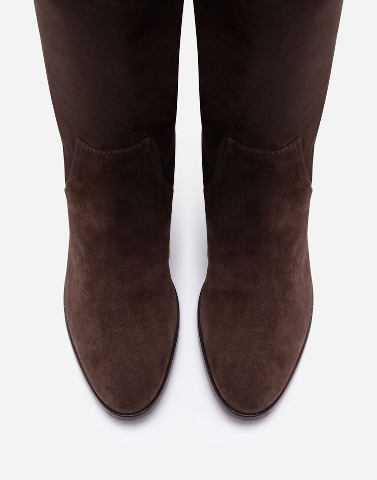 Suede boots with DG logo - 4