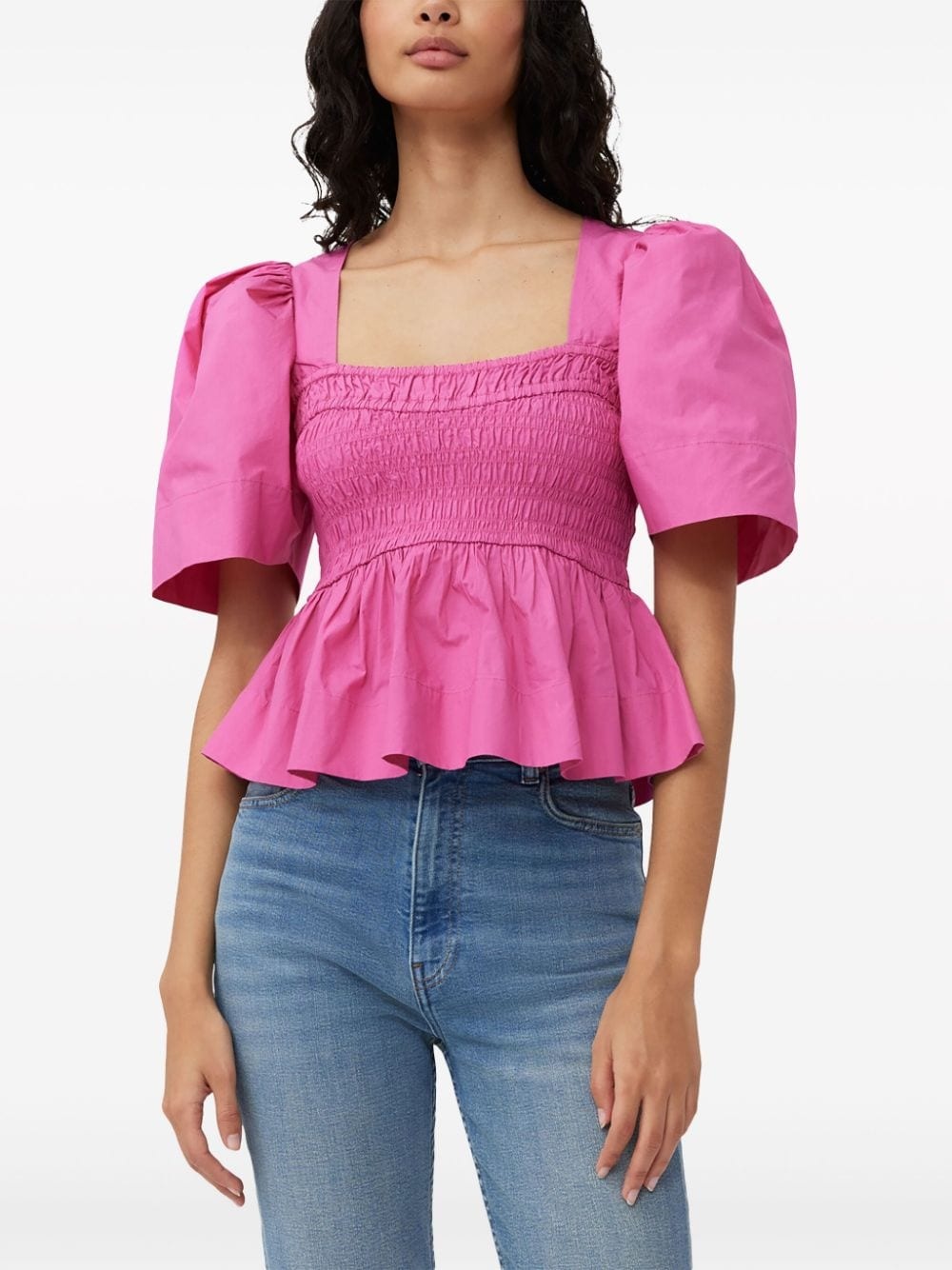 peplum-waist organic-cotton blouse - 5