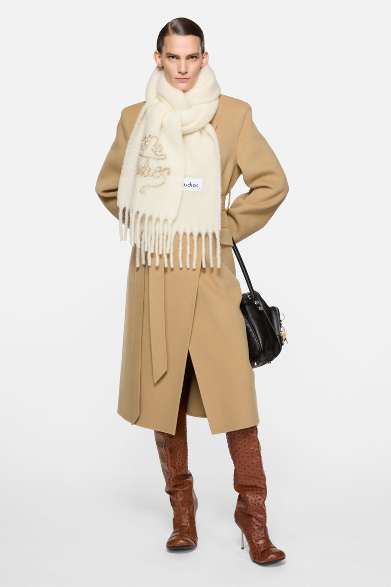 Acne Studios Wool logo scarf - White outlook