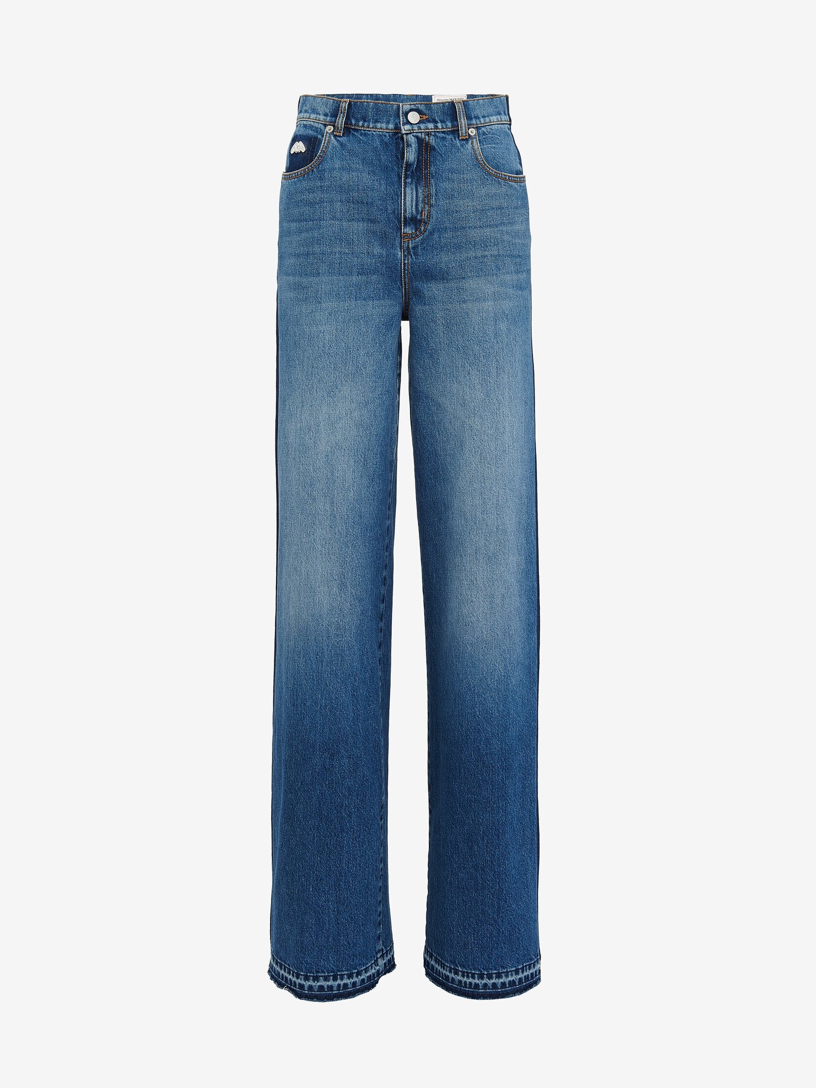 Women's High-waisted Wide Leg Jeans in Washed Blue - 1