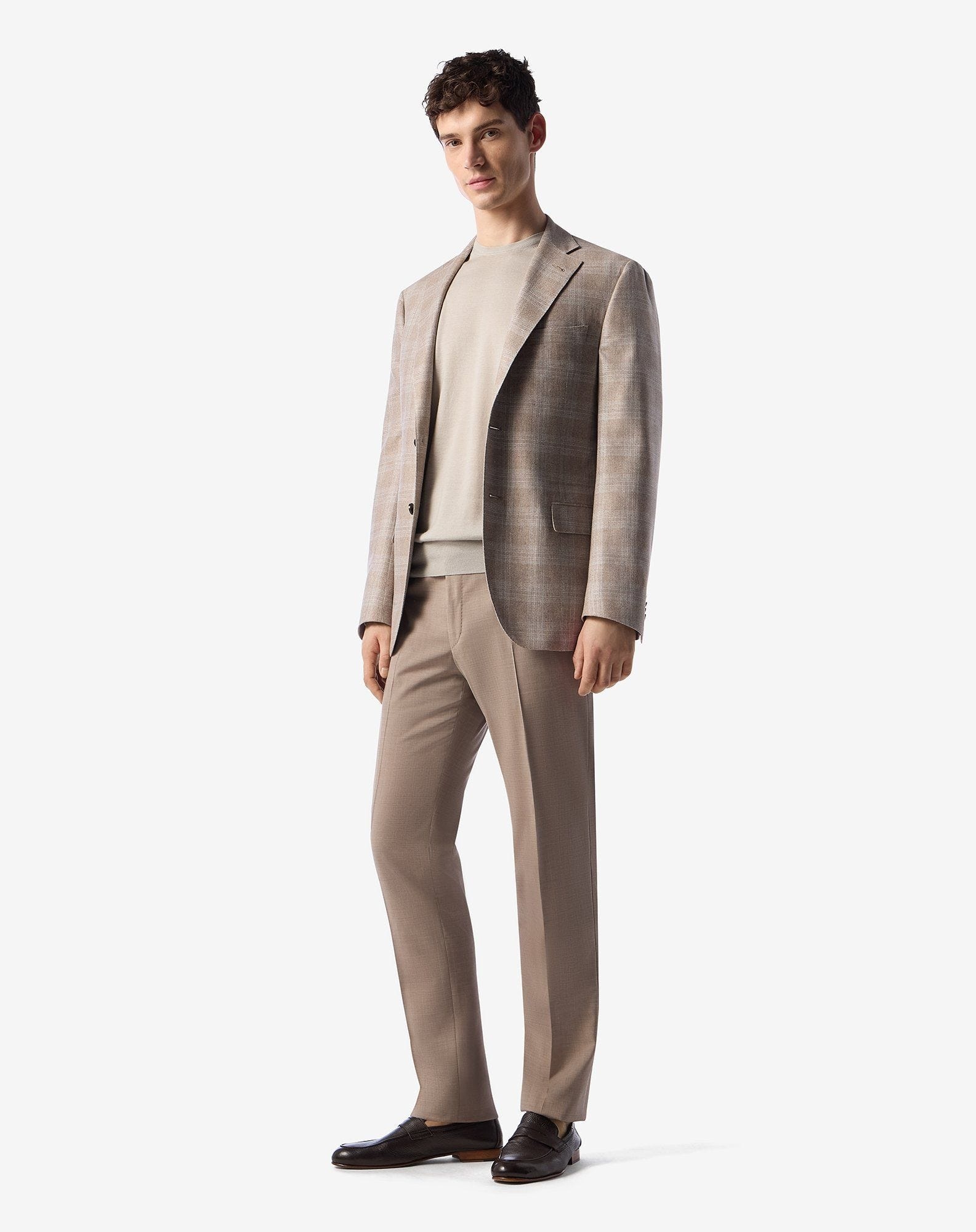 Beige 120's stretch wool trousers - 2