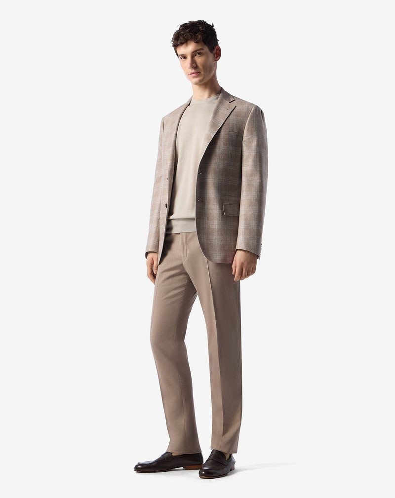 CORNELIANI Beige 120's stretch wool trousers outlook