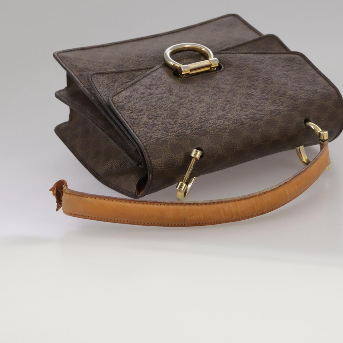 CELINE Macadam Canvas Hand Bag Pvc Leather Brown - 8