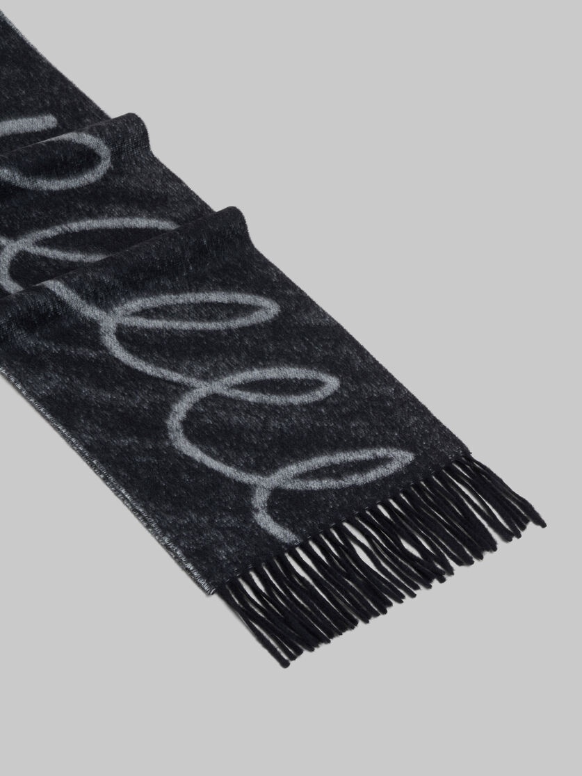 BLACK WOOL-CASHMERE SCARF WITH ECHOES MOTIF - 3