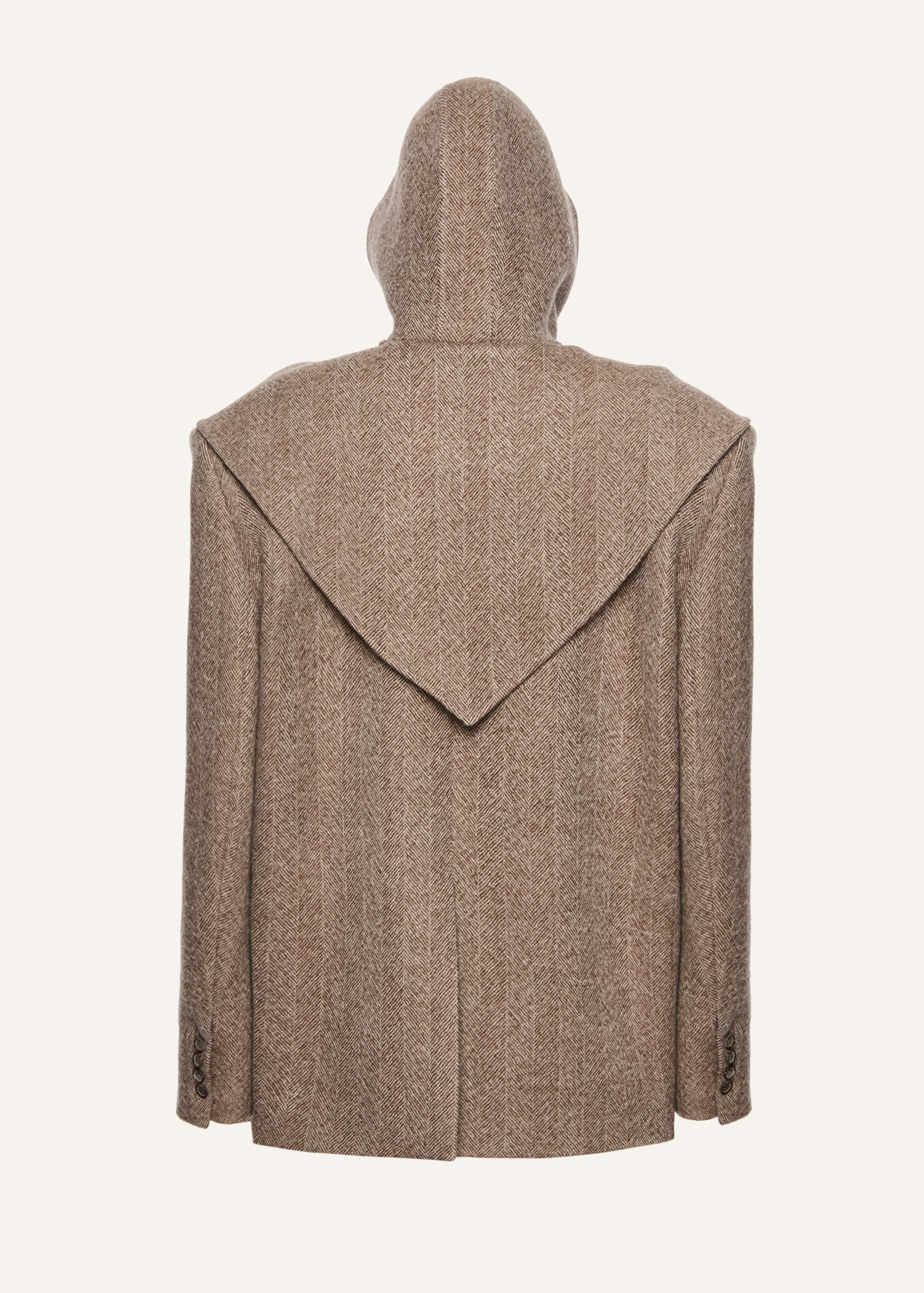Wool cape hooded blazer in chestnut - 2