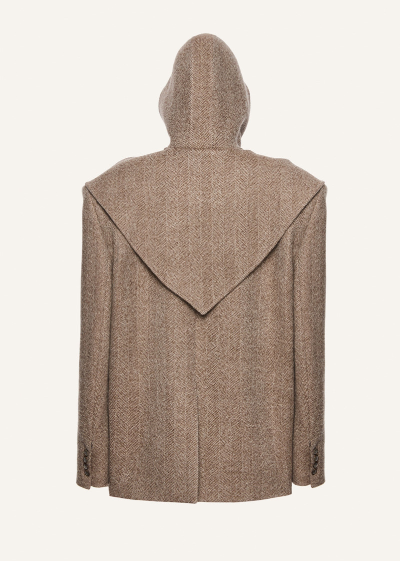 Wool cape hooded blazer in chestnut 2