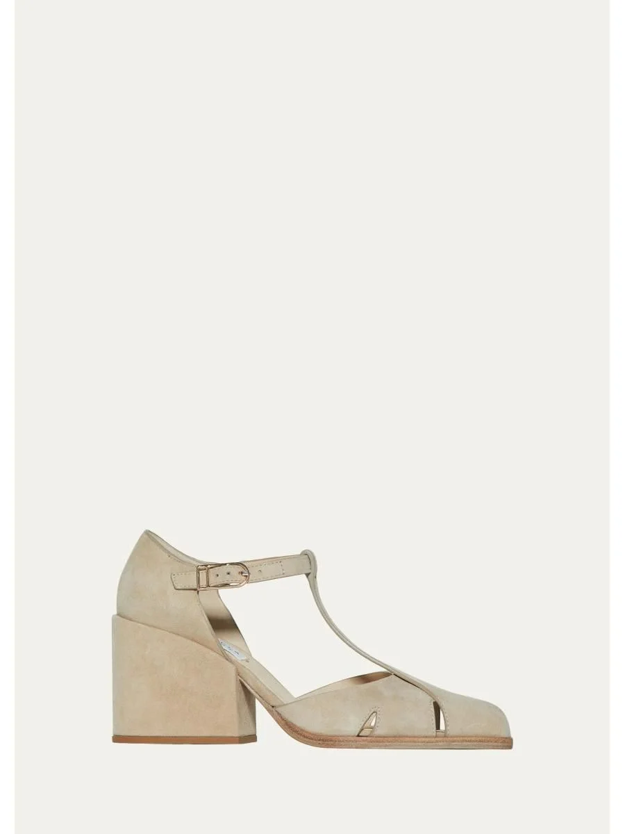 80mm Hawes Suede T-Strap Sandals - 1