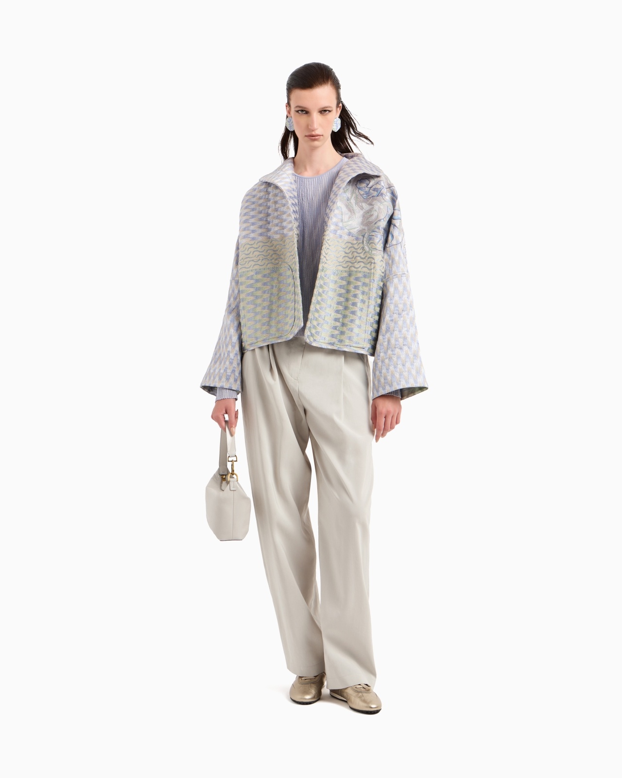 SILK, LINEN AND HEMP JACQUARD PEA COAT - 2