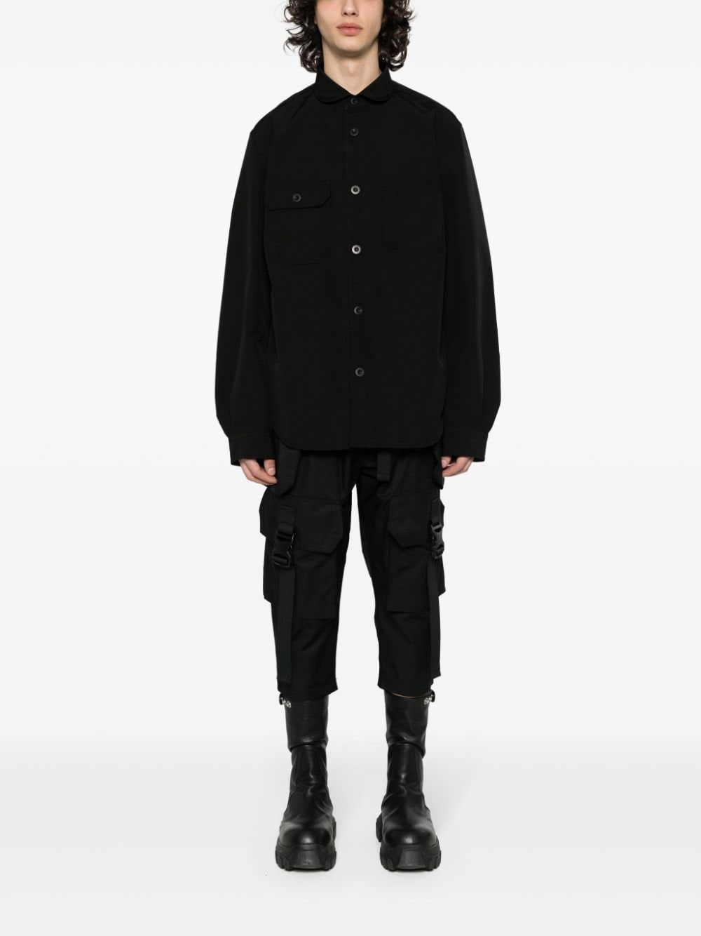 panelled-design long-sleeve shirt - 2