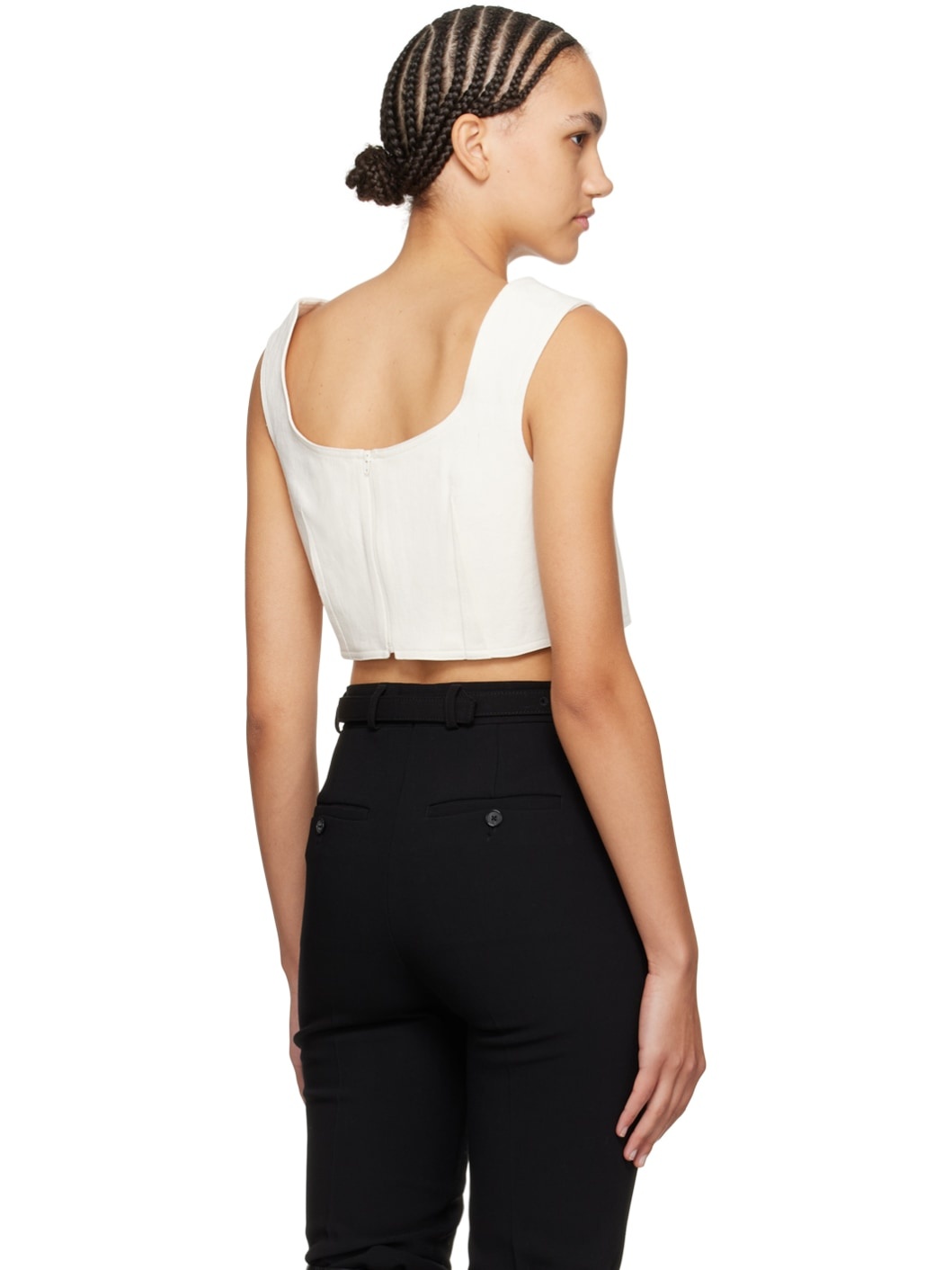 White Curved Neck Tank Top - 3
