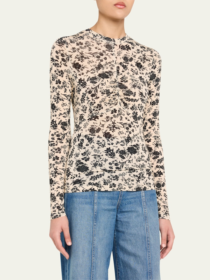 ULLA JOHNSON Neri Long-Sleeve Ruched Top outlook