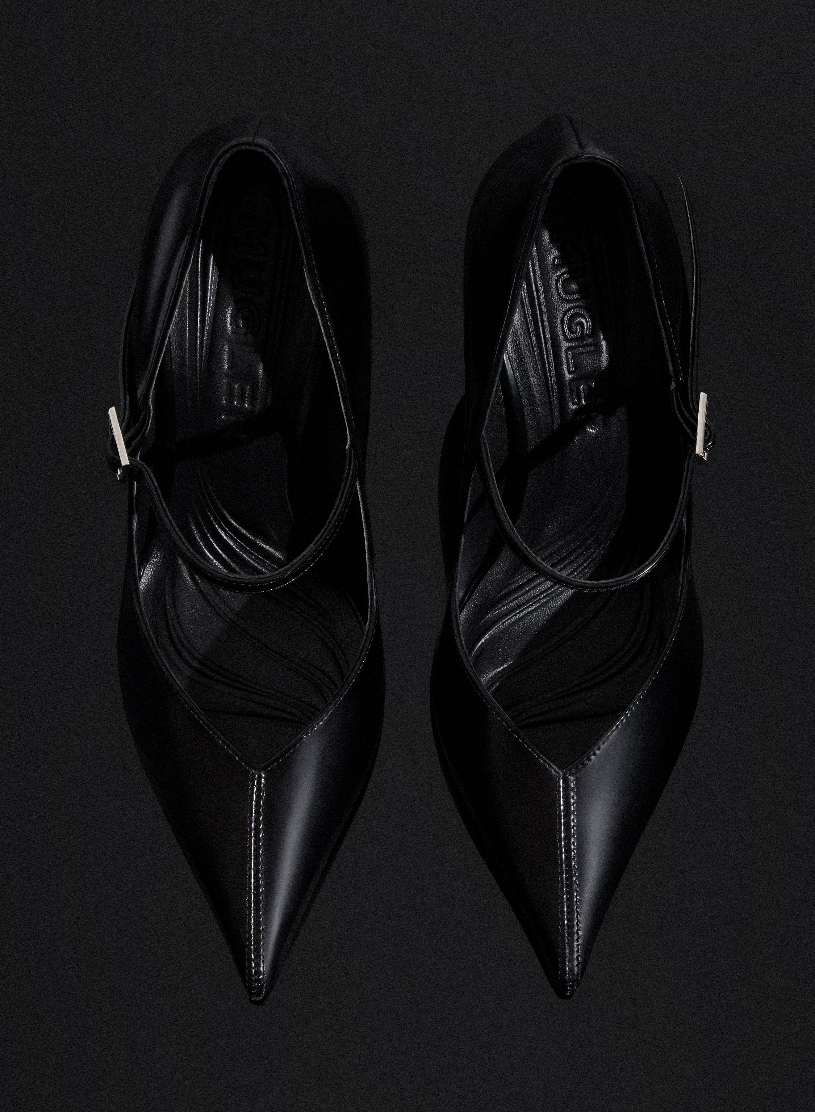 black satin fang 95 pump with strap - 4