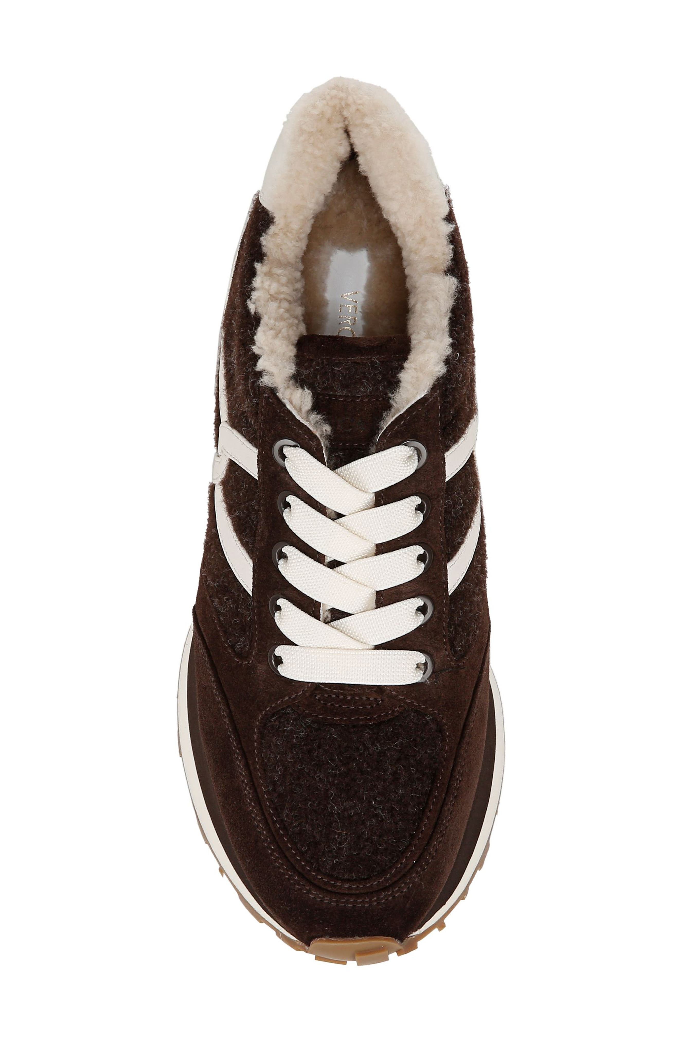 Veronica Beard Valentina Genuine Shearling Lined Sneaker in Espresso at Nordstrom - 5