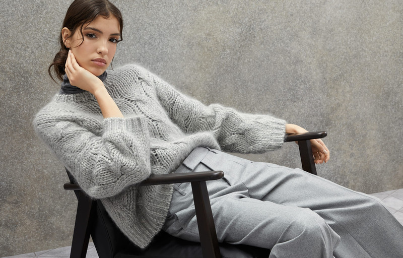 Sparkling mohair and wool cable knit sweater 6
