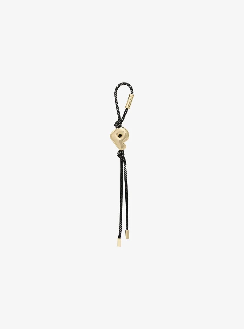 Initial Gold-Tone and Speckled Cord Bag Charm - 1