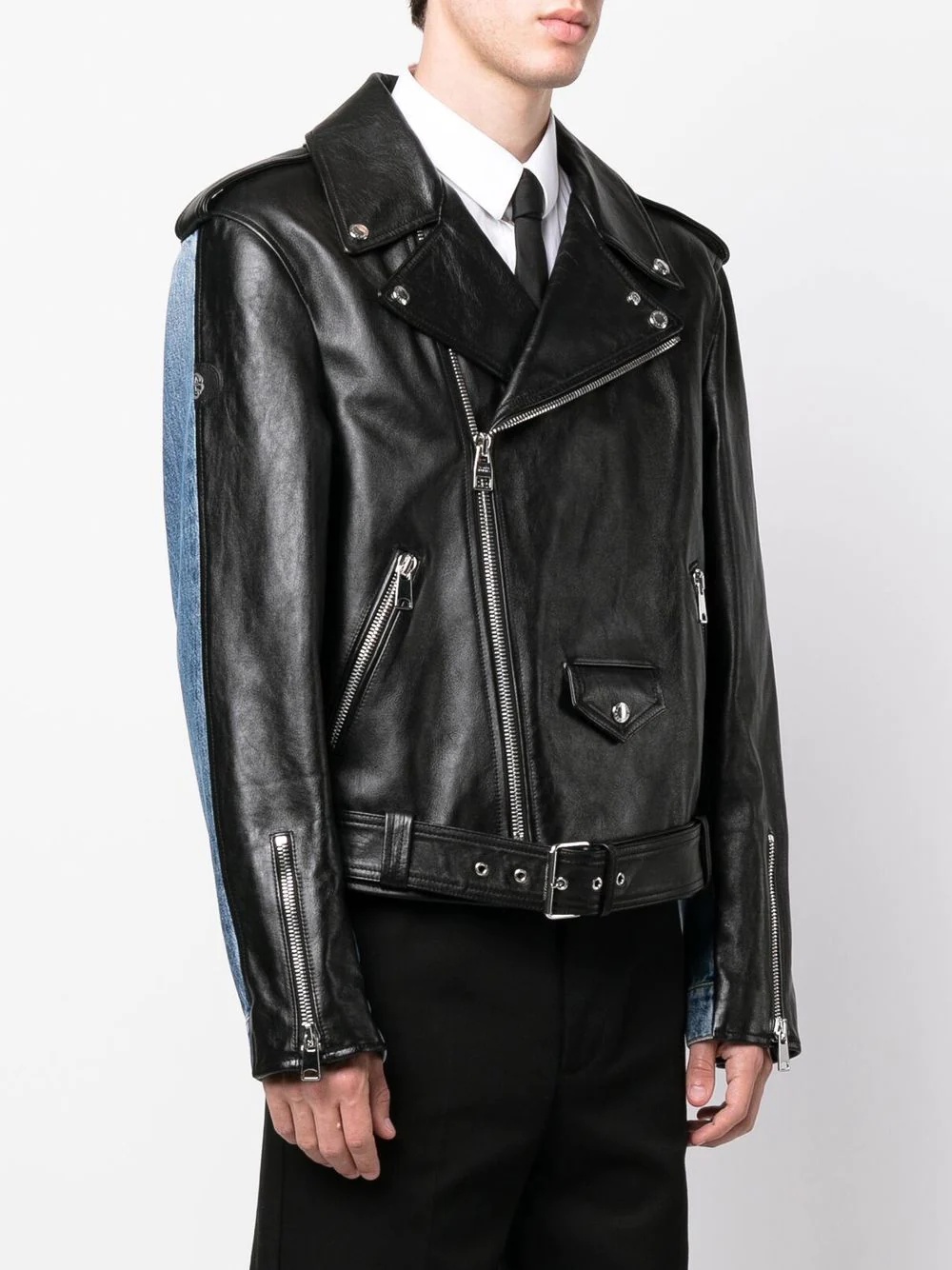 panelled biker jacket - 3